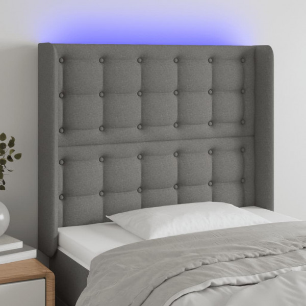 Cabecero con LED de tela gris oscuro103x16x118/128 cm D