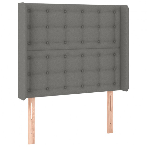 Cabeceira de cama c/ LED tecido 103x16x118/128 cm cinza-escuro M 3