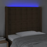 Cabecero con LED de tela marrón oscuro 103x16x118/128 cm 4
