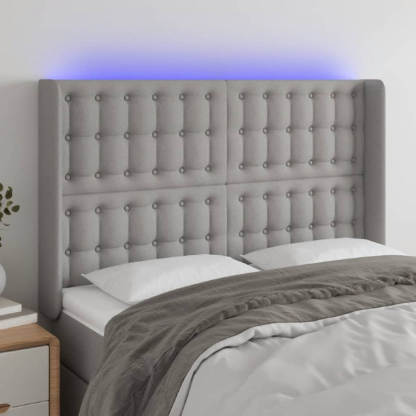 Cabecero con LED de tela gris claro 147x16x118/128 cm D