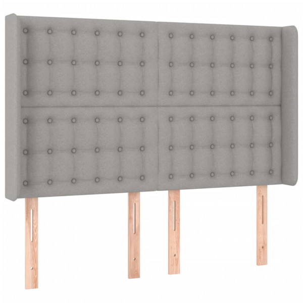 Cabeceira cama c/ luzes LED tecido 147x16x118/128cm cinza-claro M 3