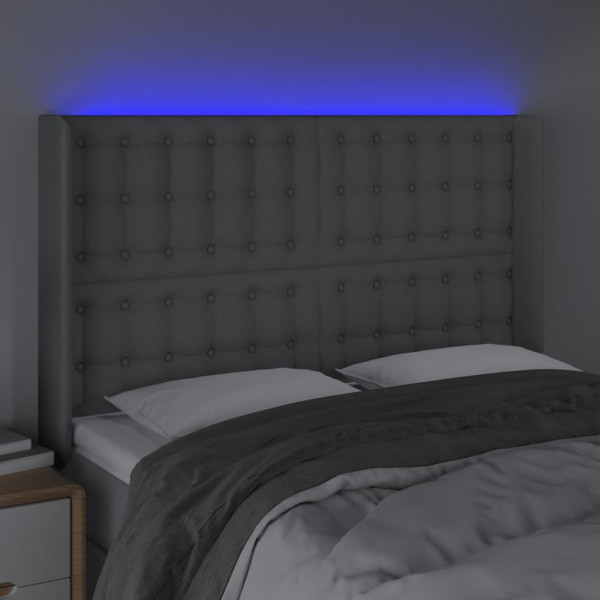 Cabecero con LED de tela gris claro 147x16x118/128 cm M 4