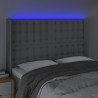 Cabeceira cama c/ luzes LED tecido 147x16x118/128cm cinza-claro 4