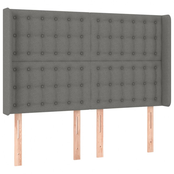 Cabeceira de cama c/ LED tecido 147x16x118/128 cm cinza-escuro M 3