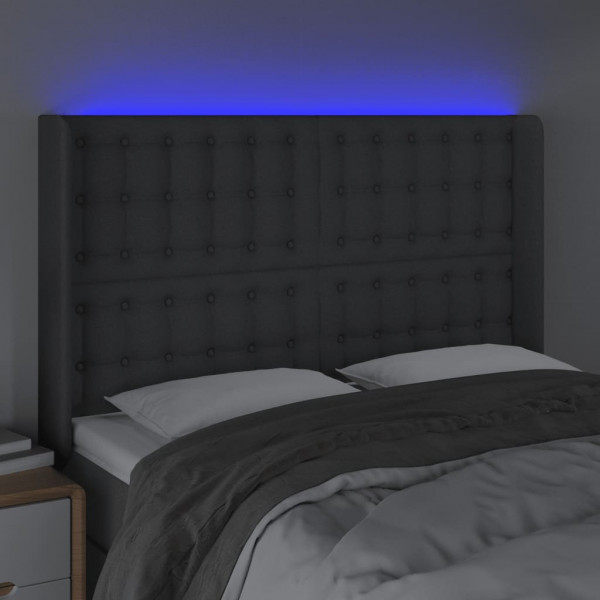 Cabecero con LED de tela gris oscuro 147x16x118/128 cm M 4