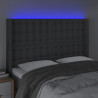 Cabeceira de cama c/ LED tecido 147x16x118/128 cm cinza-escuro 4