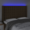 Cabeceira de cama c/ luzes LED tecido 147x16x118/128cm castanho 4