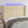 Cabecero con LED de tela color crema 147x16x118/128 cm 1