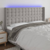 Cabecero con LED de tela gris claro 183x16x118/128 cm 1