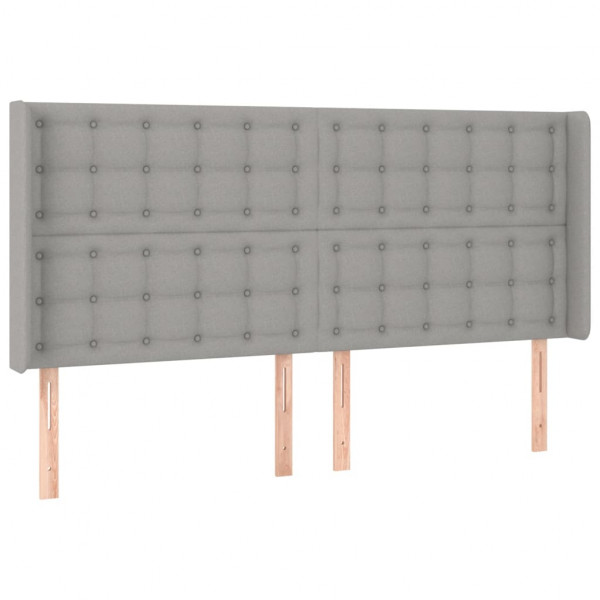 Cabeceira cama c/ luzes LED tecido 183x16x118/128cm cinza-claro M 3