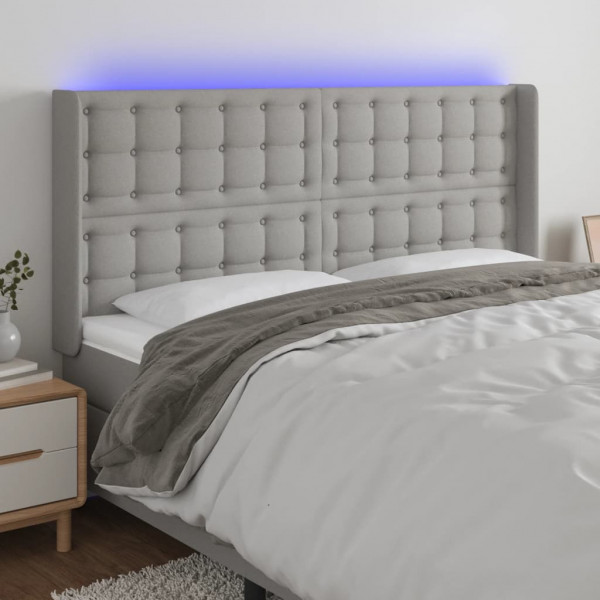 Cabecero con LED de tela gris claro 203x16x118/128 cm D