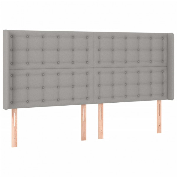 Cabecero con LED de tela gris claro 203x16x118/128 cm M 3