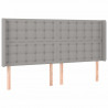 Cabeceira cama c/ luzes LED tecido 203x16x118/128cm cinza-claro 3
