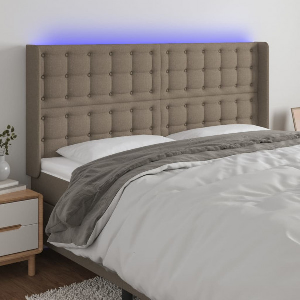 Cabecero con LED de tela gris taupe 203x16x118/128 cm D