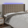 Cabeceira cama c/ LED tecido 203x16x118/128cm cinza-acastanhado 1
