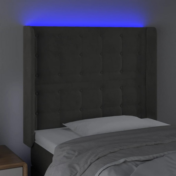 Cabecero con LED de terciopelo gris oscuro 83x16x118/128 cm M 4