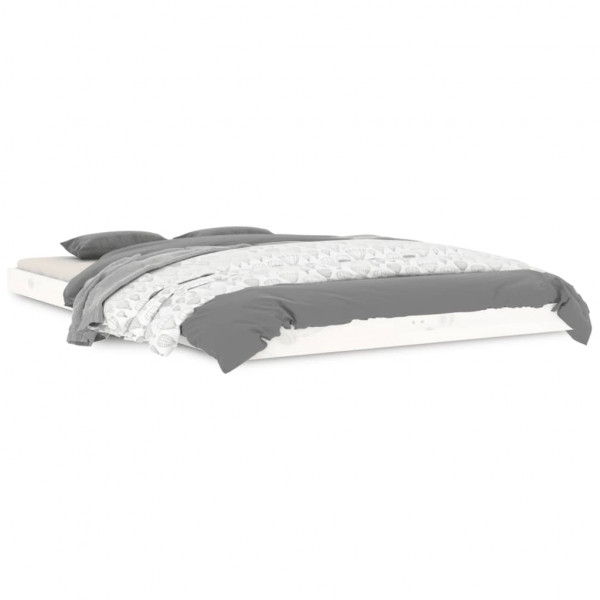 Estrutura cama de casal pequena 120x190 cm pinho maciço branco M 2