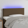 Cabeceira de cama c/ luzes LED tecido 100x5x78/88 cm castanho 1