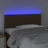 Cabeceira de cama c/ luzes LED tecido 100x5x78/88 cm castanho 3