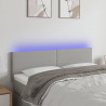 Cabeceira de cama c/ luzes LED tecido 144x5x78/88cm cinza-claro 1