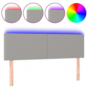 Cabecero con LED de tela gris claro 144x5x78/88 cm H