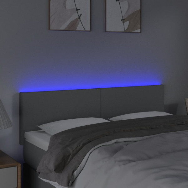 Cabeceira de cama c/ luzes LED tecido 144x5x78/88cm cinza-claro M 3