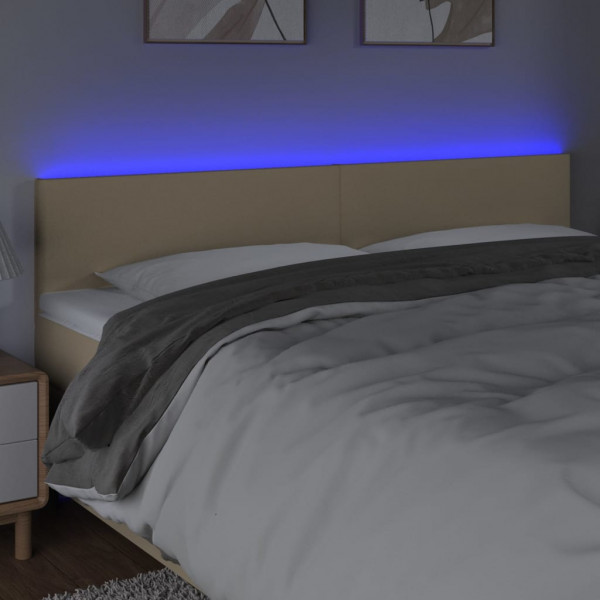 Cabecero con LED de tela color crema 200x5x78/88 cm M 3