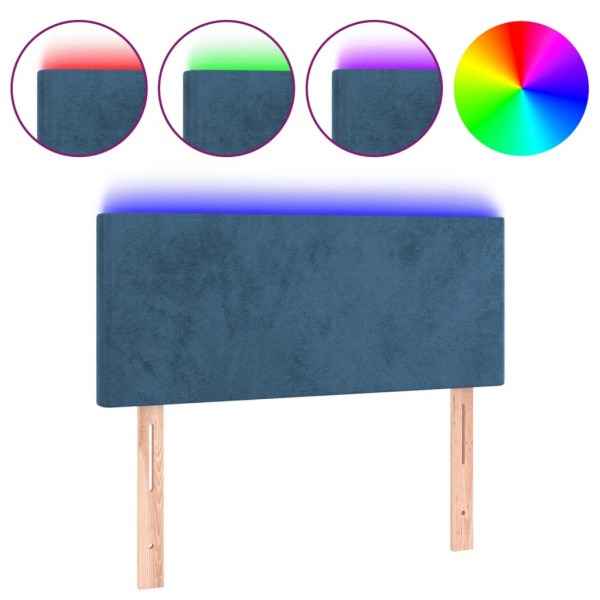 Cabecero con LED de terciopelo azul oscuro 80x5x78/88 cm M 2