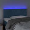 Cabeceira de cama c/ luzes LED veludo 80x5x78/88 cm azul-escuro 3