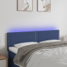 Cabeceira de cama c/ luzes LED tecido 144x5x78/88 cm azul 1