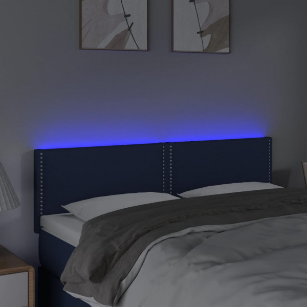 Cabeceira de cama c/ luzes LED tecido 144x5x78/88 cm azul M 3