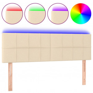 Cabeceira de cama c/ luzes LED tecido 144x5x78/88 cm cor creme H