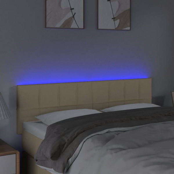 Cabecero con LED de tela color crema 144x5x78/88 cm M 3