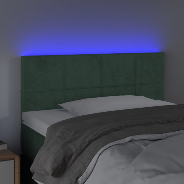 Cabeceira de cama c/ luzes LED veludo 90x5x78/88cm verde-escuro M 3