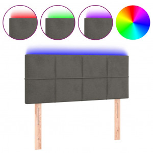 Cabecero con LED de terciopelo gris oscuro 100x5x78/88 cm H