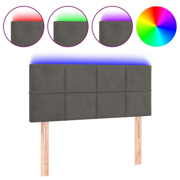 Cabecero con LED de terciopelo gris oscuro 100x5x78/88 cm M 2