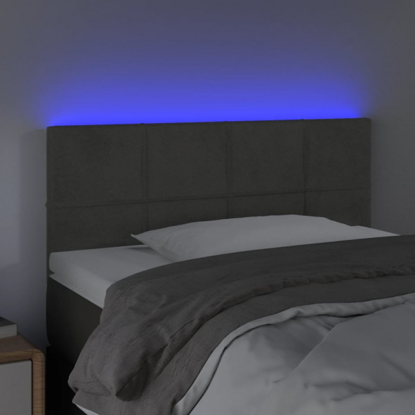 Cabeceira de cama c/luzes LED veludo 100x5x78/88cm cinza-escuro M 3