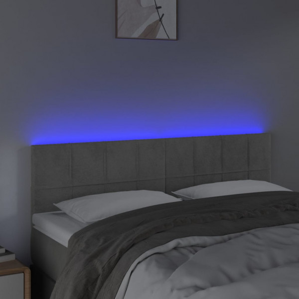 Cabecero con LED de terciopelo gris claro 144x5x78/88 cm M 3