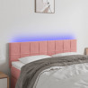 Cabeceira de cama c/ luzes LED veludo 144x5x78/88 cm rosa 1
