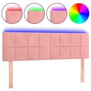 Cabecero con LED de terciopelo rosa 144x5x78/88 cm H
