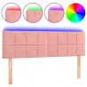 Cabecero con LED de terciopelo rosa 144x5x78/88 cm 2