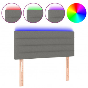 Cabecero con LED de tela gris oscuro 90x5x78/88 cm H