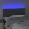 Cabeceira de cama c/ luzes LED tecido 90x5x78/88cm cinza-escuro 3