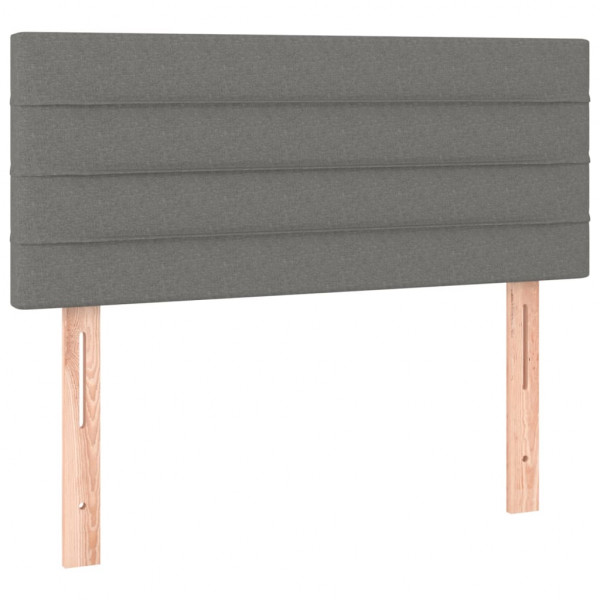 Cabeceira de cama c/ luzes LED tecido 90x5x78/88cm cinza-escuro M 4