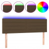 Cabeceira de cama c/ luzes LED tecido 144x5x78/88 cm castanho 2
