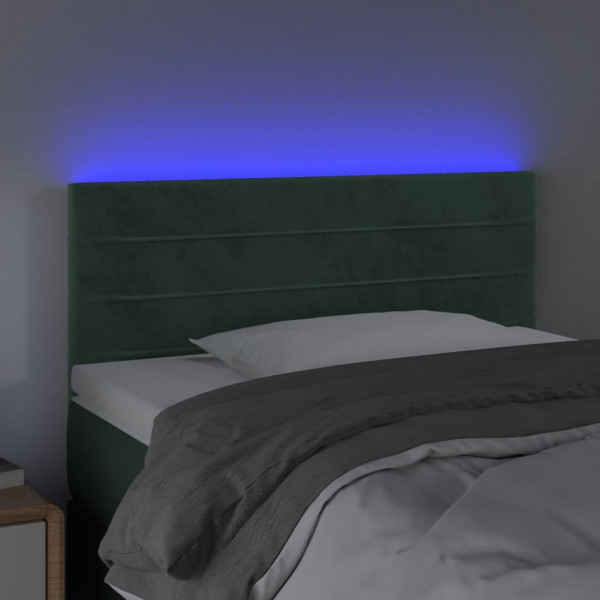Cabeceira de cama c/ luzes LED veludo 80x5x78/88cm verde-escuro M 3