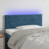 Cabeceira de cama c/ luzes LED veludo 100x5x78/88cm azul-escuro 1