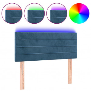 Cabecero con LED de terciopelo azul 100x5x78/88 cm H