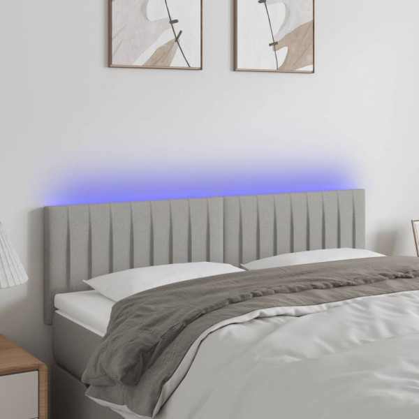 Cabecero con LED de tela gris claro 144x5x78/88 cm D