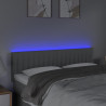 Cabeceira de cama c/ luzes LED tecido 144x5x78/88cm cinza-claro 3